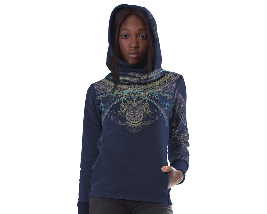 psychedelic hoodie for women with portal design